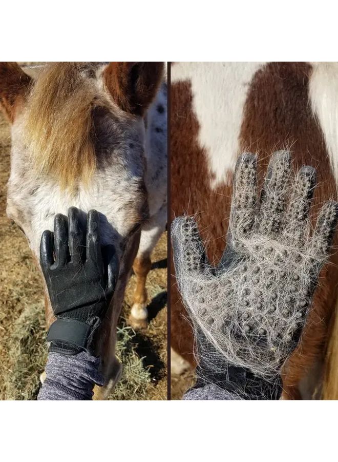 Heavy Duty Horse Grooming Gloves Black Silicone Bumps Non Slip Ergonomic Fit Large Horses Donkeys Mules Durable Pet Care Tools 1 Pair - Image 3